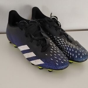 Adidas Black and Blue Cleats with White Stripes